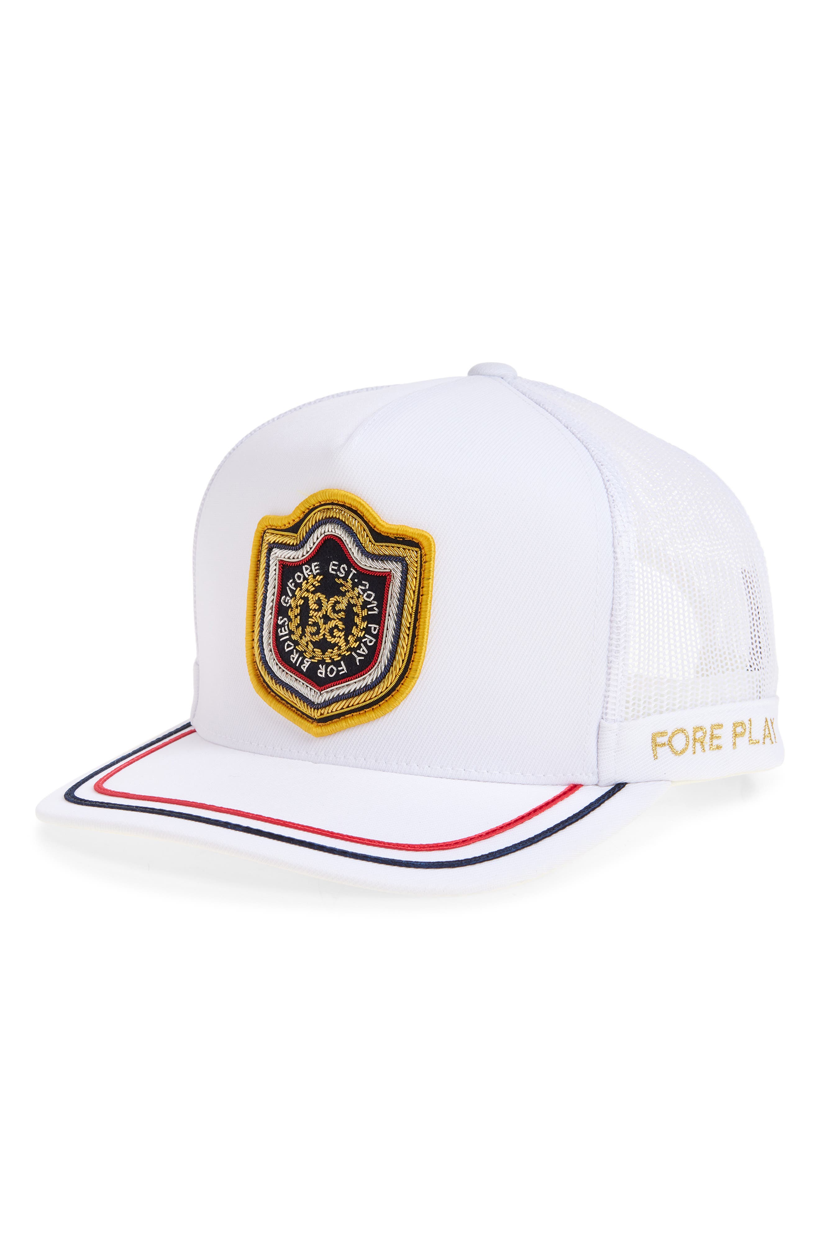 G/fore Bullion Stretch Twill Mesh Trucker Hat In Snow