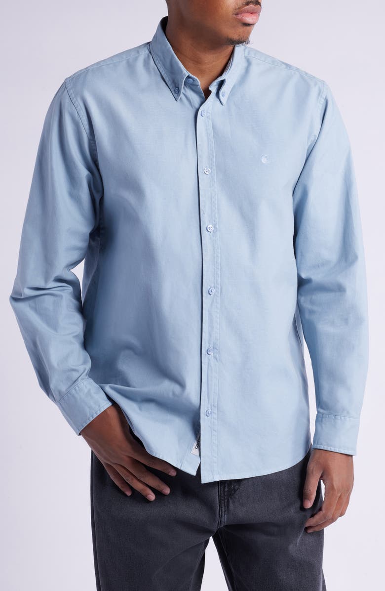 Carhartt Work In Progress Bolton Regular Fit Solid Cotton Oxford Button-Down Shirt, Main, color, 