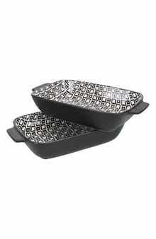 BIA Cordon Bleu Set of 2 Black Sand Geo Rectangular Baking Dishes