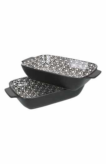 Set of 2 Black Sand Geo Rectangular Baking Dishes
