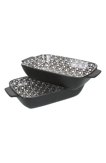 Bia Cordon Bleu Set Of 2 Black Sand Geo Rectangular Baking Dishes In Black