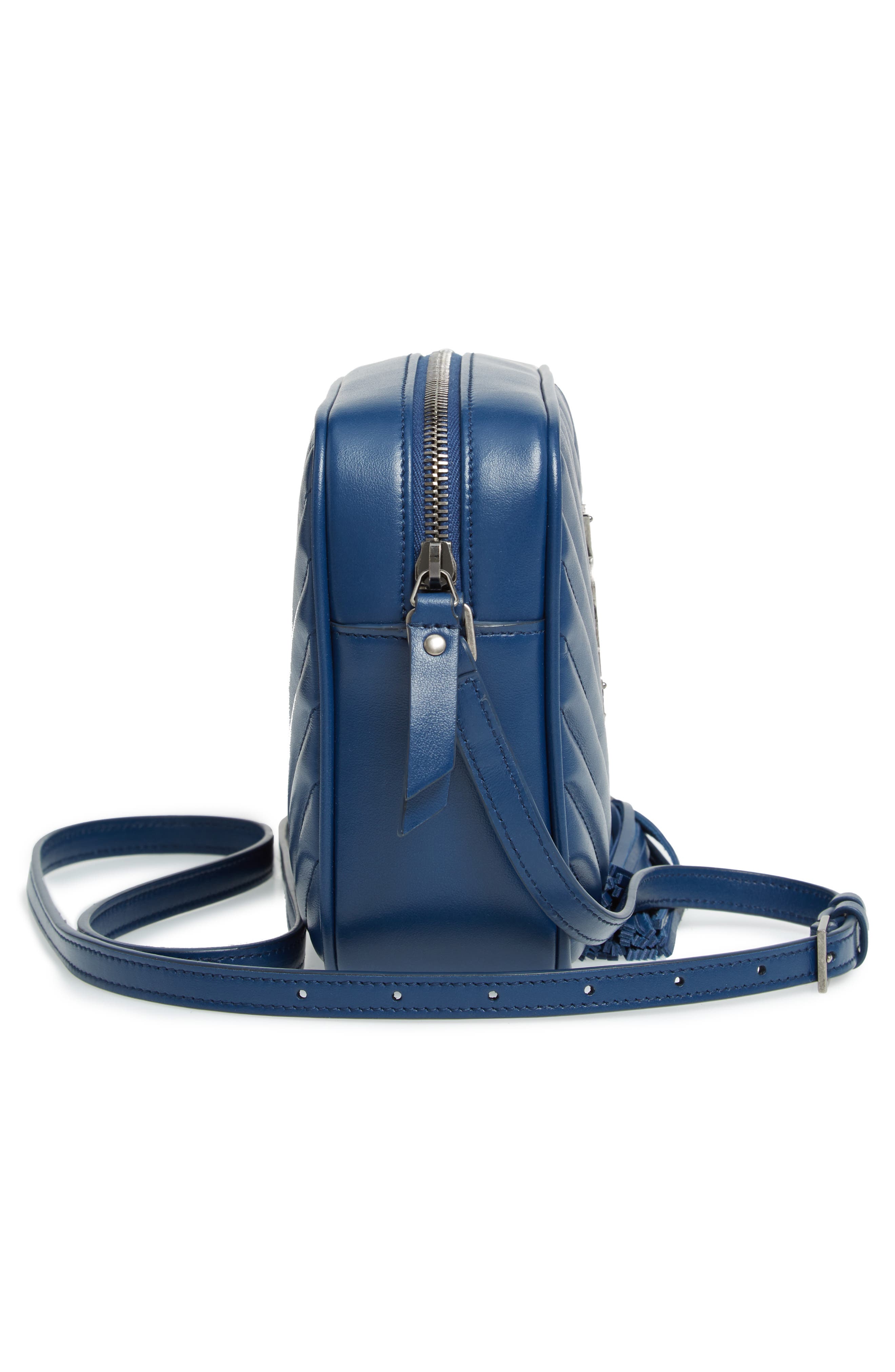 Lou Matelassé Leather Camera Bag, Alternate, color, SEA BLUE