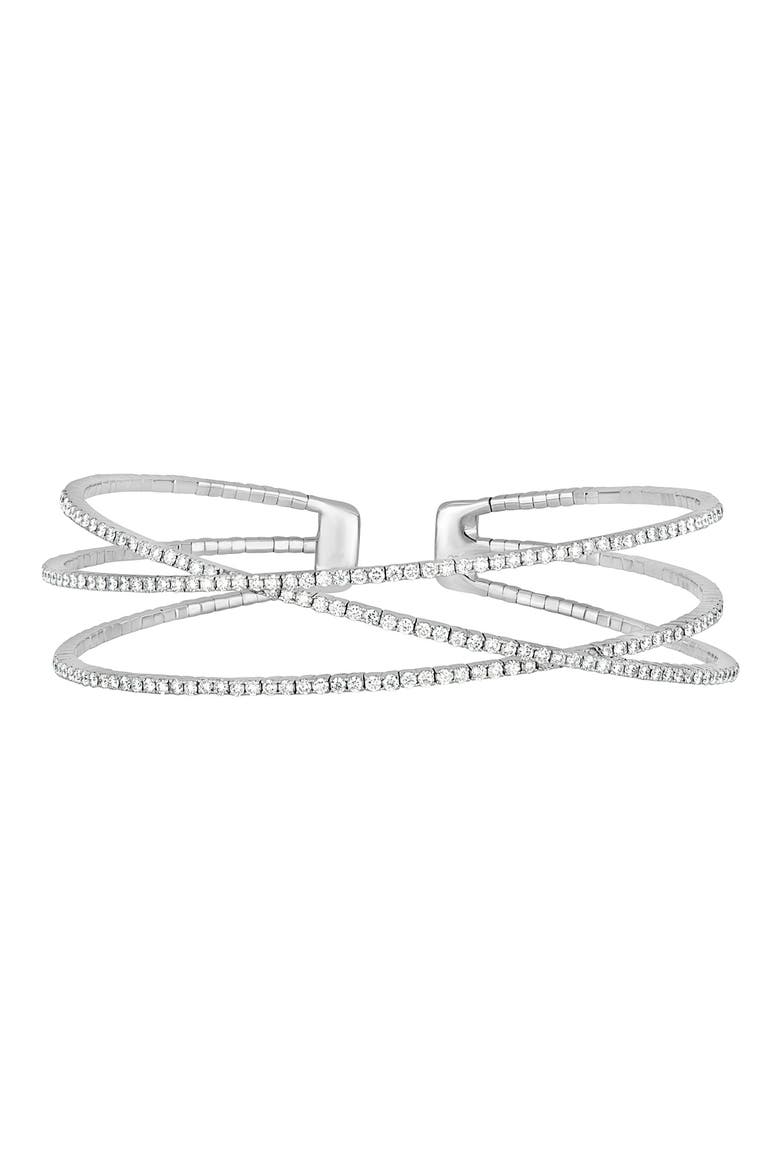 Audrey Diamond Cuff Bracelet, Main, color, 18K WHITE GOLD