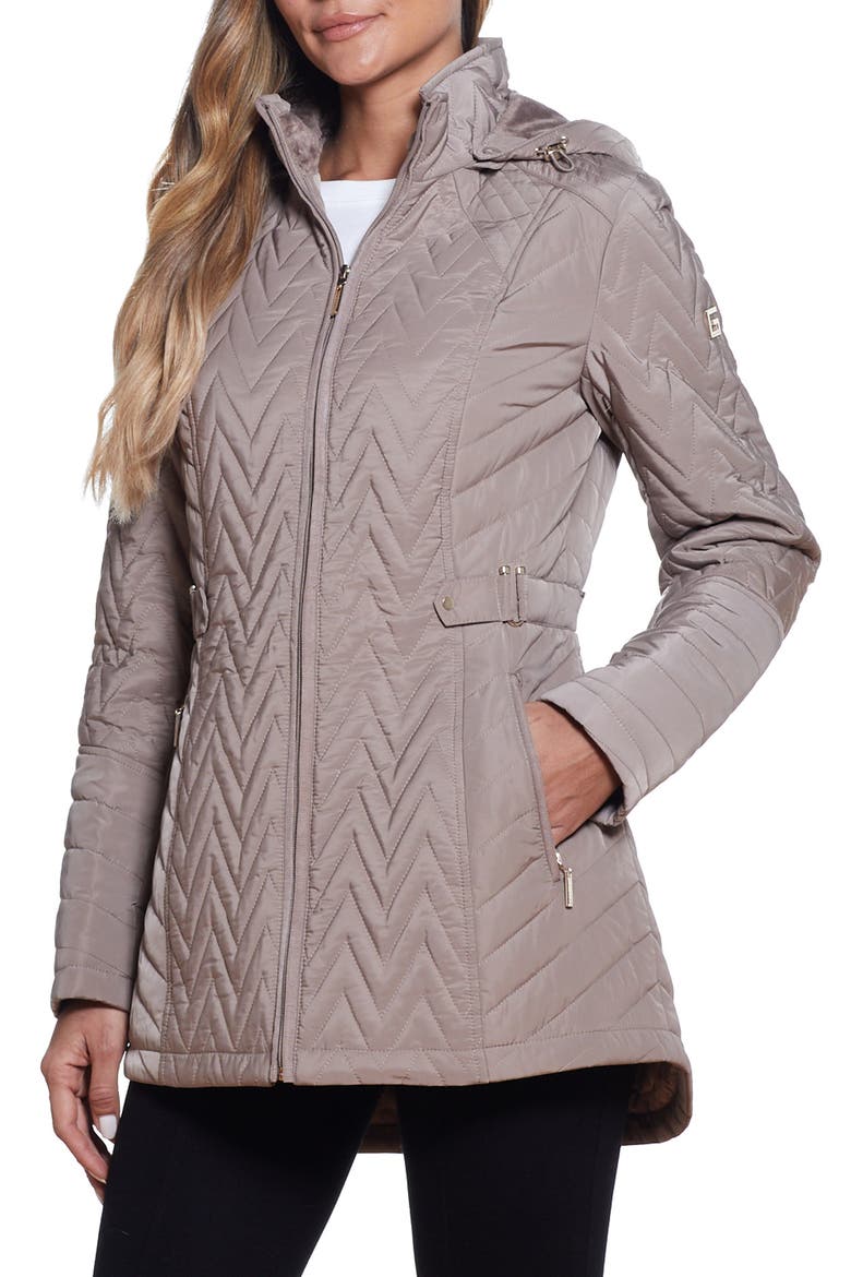 Hooded Quilted Jacket, Alternate, color, TAUPE GREY