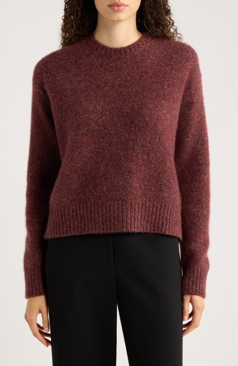 Cropped Marled Crewneck Sweater
