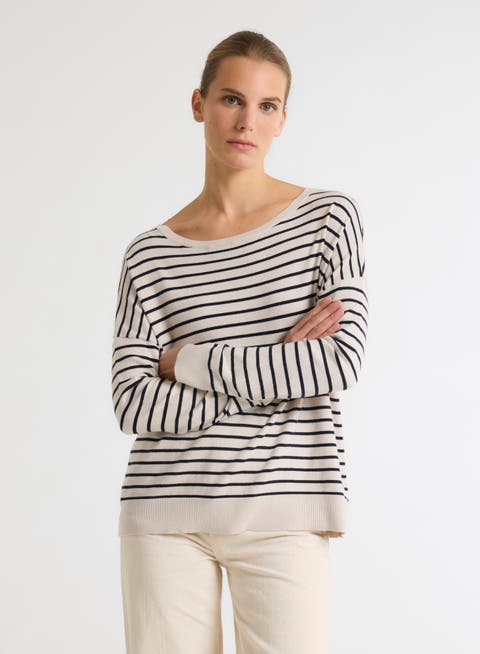 Organic Cotton Stripe Long Sleeve Boatneck