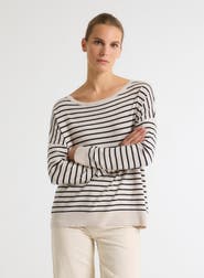 Majestic Filatures Organic Cotton Stripe Long Sleeve Boatneck