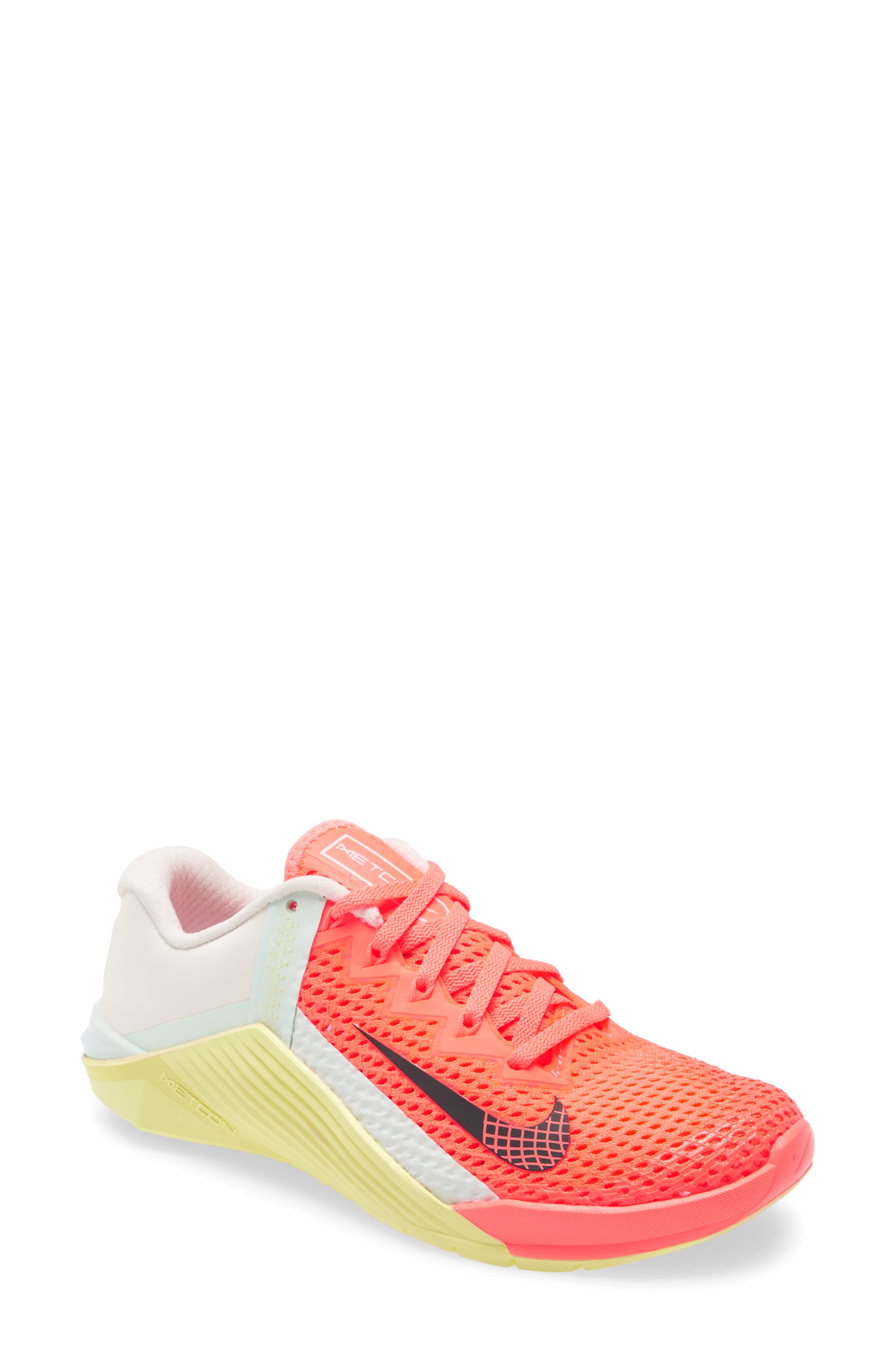 Metcon 6 Training Shoe, Main, color, BRIGHT MANGO/ SMOKE/ GREEN