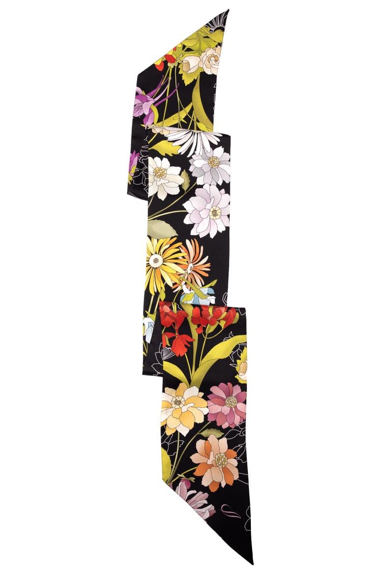 Vanessa - Skinny Silk Scarf, Alternate, color, Black