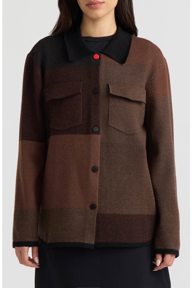 Colorblock Sweater Shacket, Main, color, BLACK/ BROWN COLOR BLOCK
