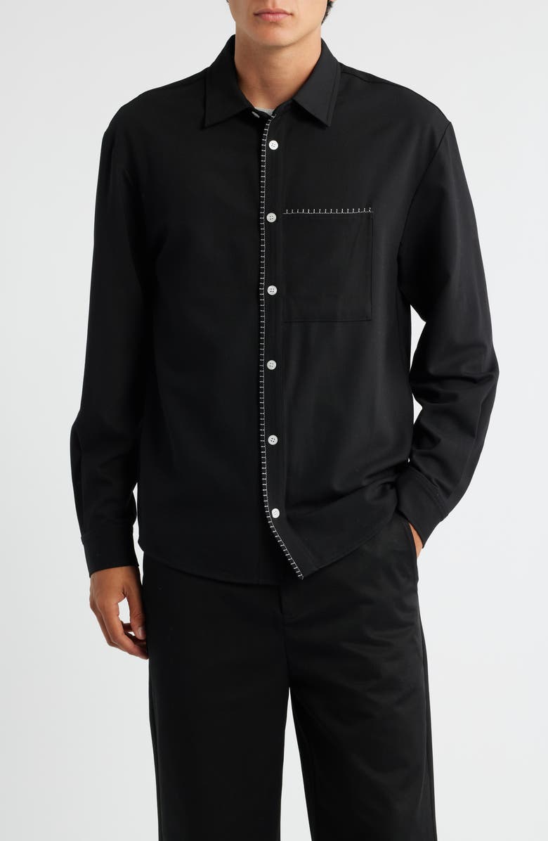 KROST Blanket Stitch Button-Up Shirt, Alternate, color, Black