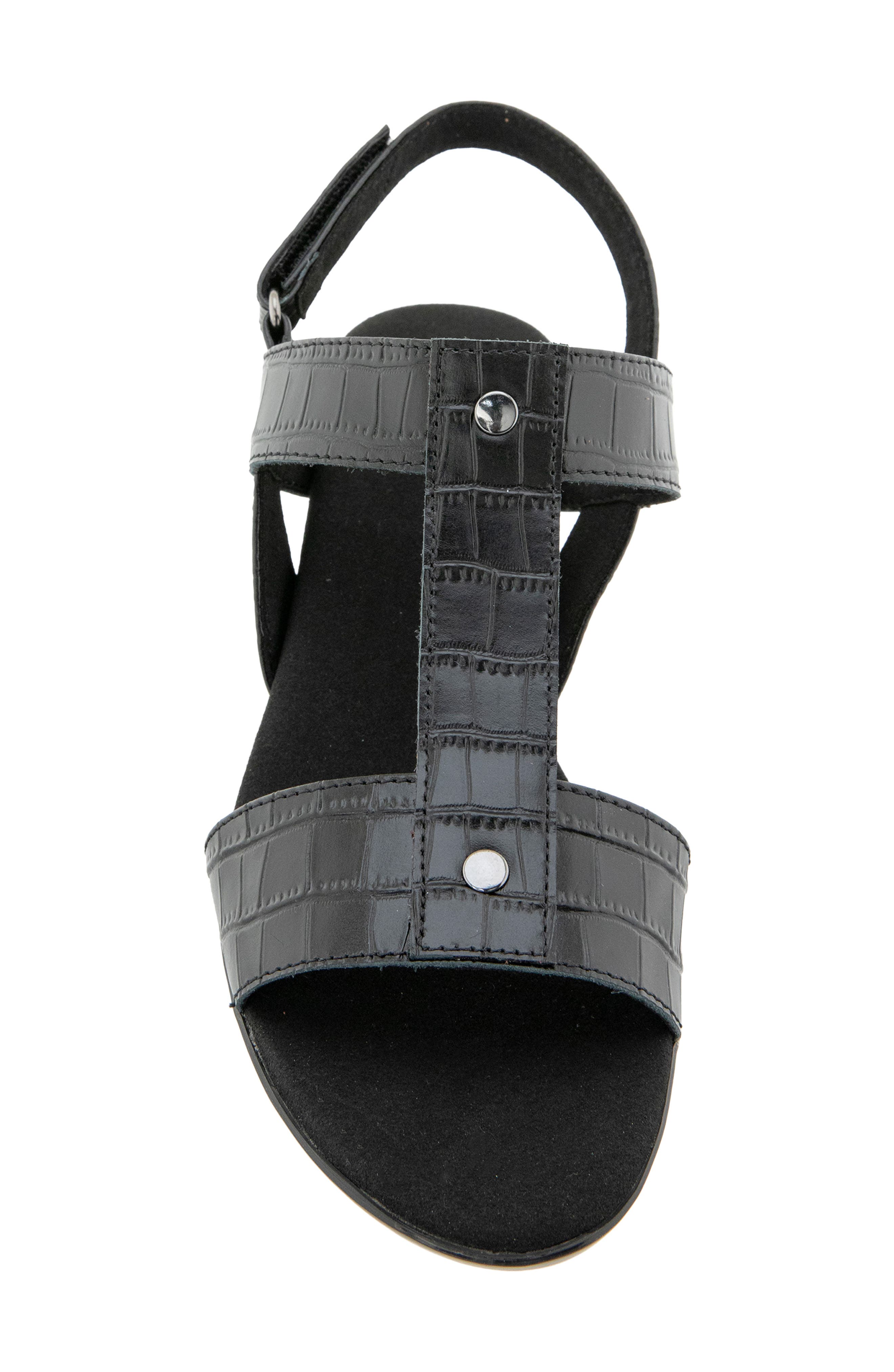 Willow Croc Embossed Leather Sandal, Alternate, color, BLACK LEATHER CROCO
