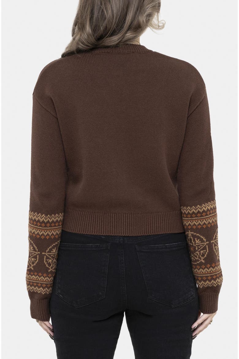 Olympia Pentagram Fairisle Knit Cardigan, Alternate, color, Brown