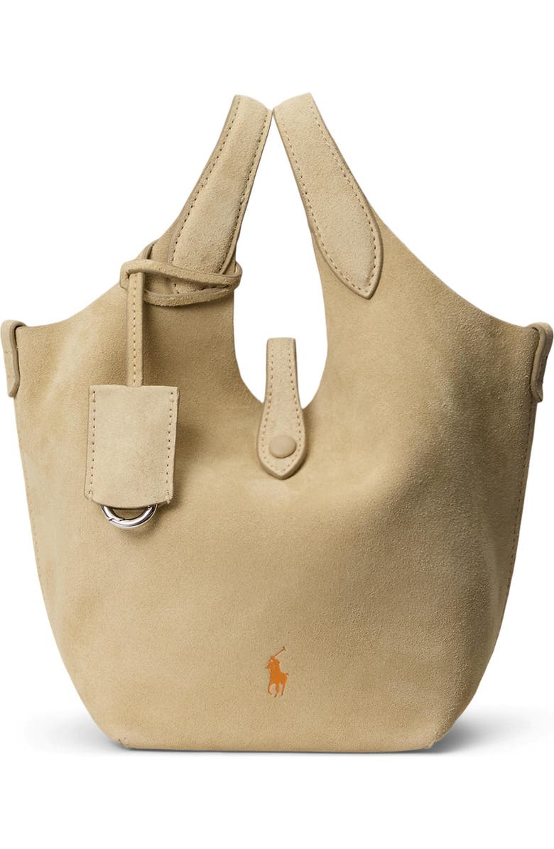 Polo Ralph Lauren Small Play Suede Crossbody Bag, Main, color, Cashew