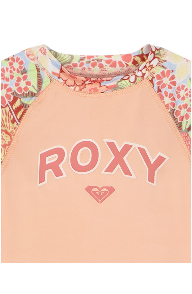 Roxy Kids' Rashguard Top & Bikini Bottoms Set, Alternate, color, Coral