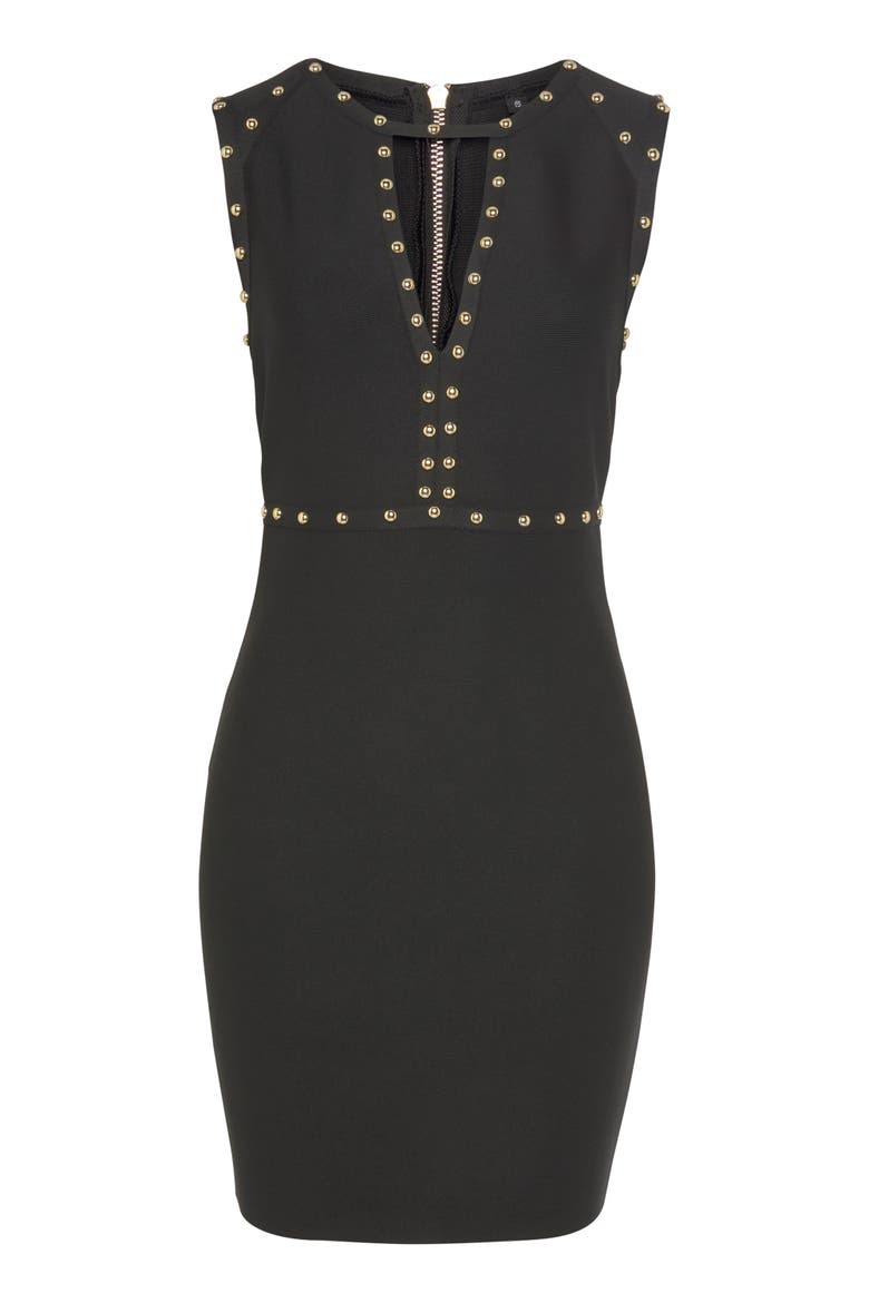 Embellished Bandage Dress, Alternate, color, Black