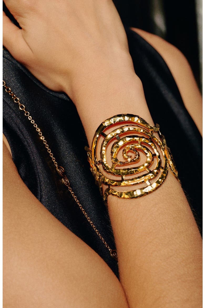 Mono Spiral Cuff, Alternate, color, Gold