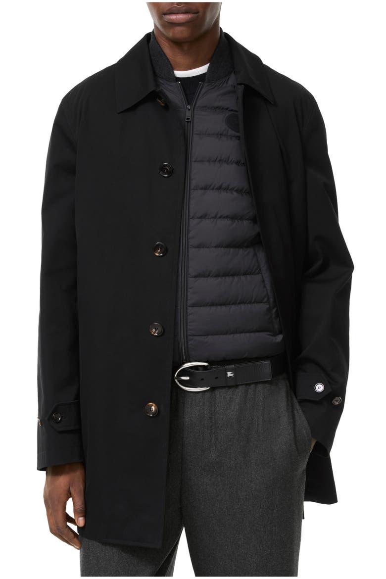 Long Detachable Gilet Car Coat, Main, color, Black