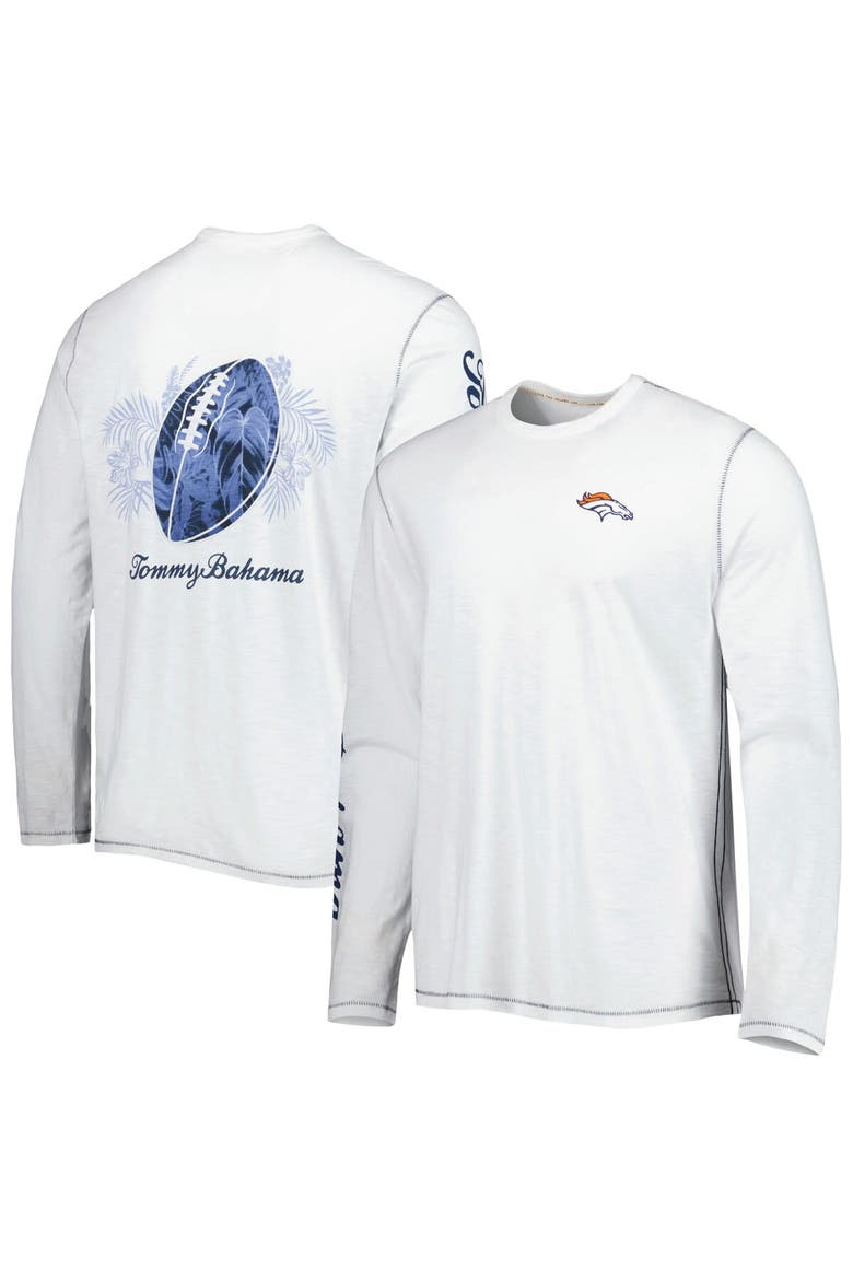 Men's Tommy Bahama White Denver Broncos Laces Out Billboard Long Sleeve T-Shirt, Main, color, White