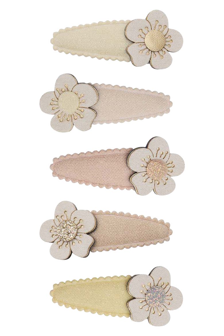 Kids' Blossom Assorted 5-Pack Mini Hair Clips, Main, color, LIGHT BEIGE