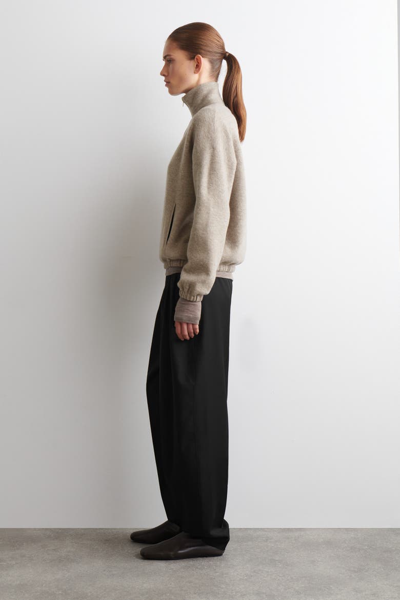 Boiled Merino Wool Zip-Up Sweater, Alternate, color, BEIGE MÉLANGE