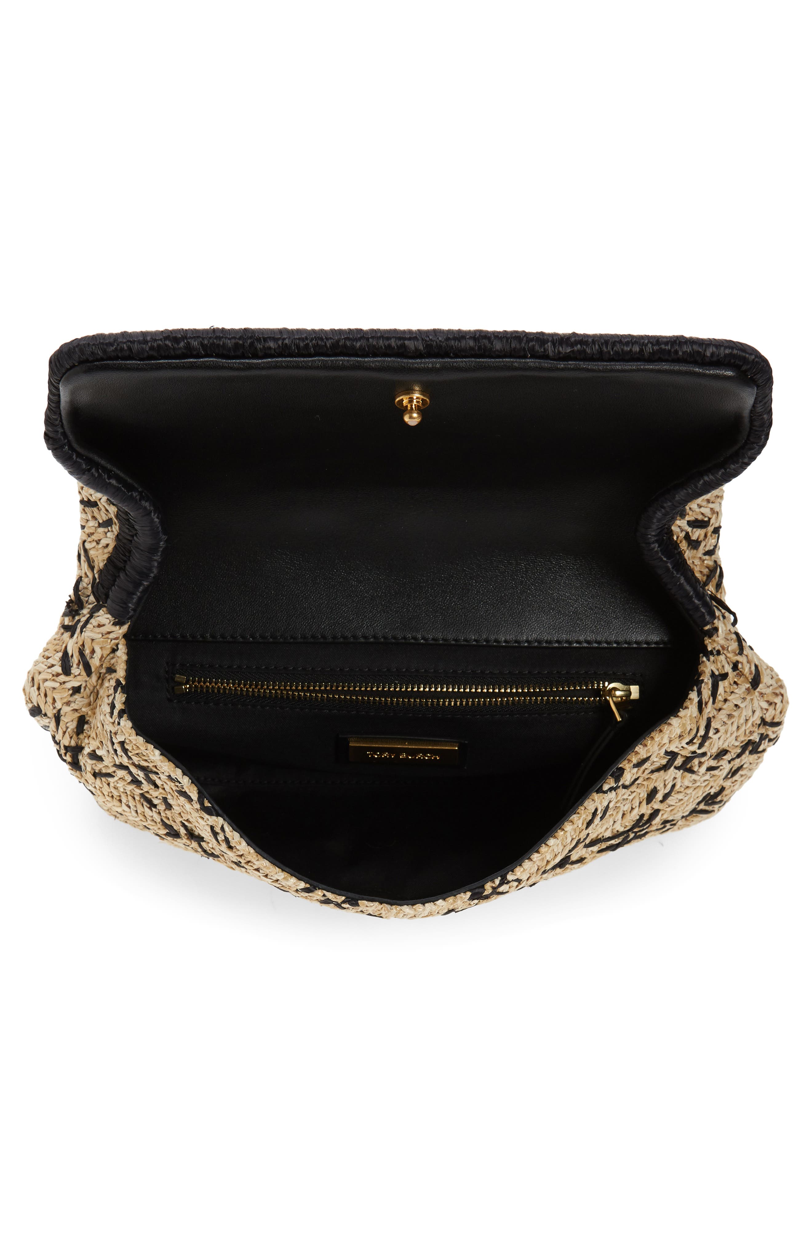 Tory Burch Small Fleming Straw Clutch, Alternate, color, 
