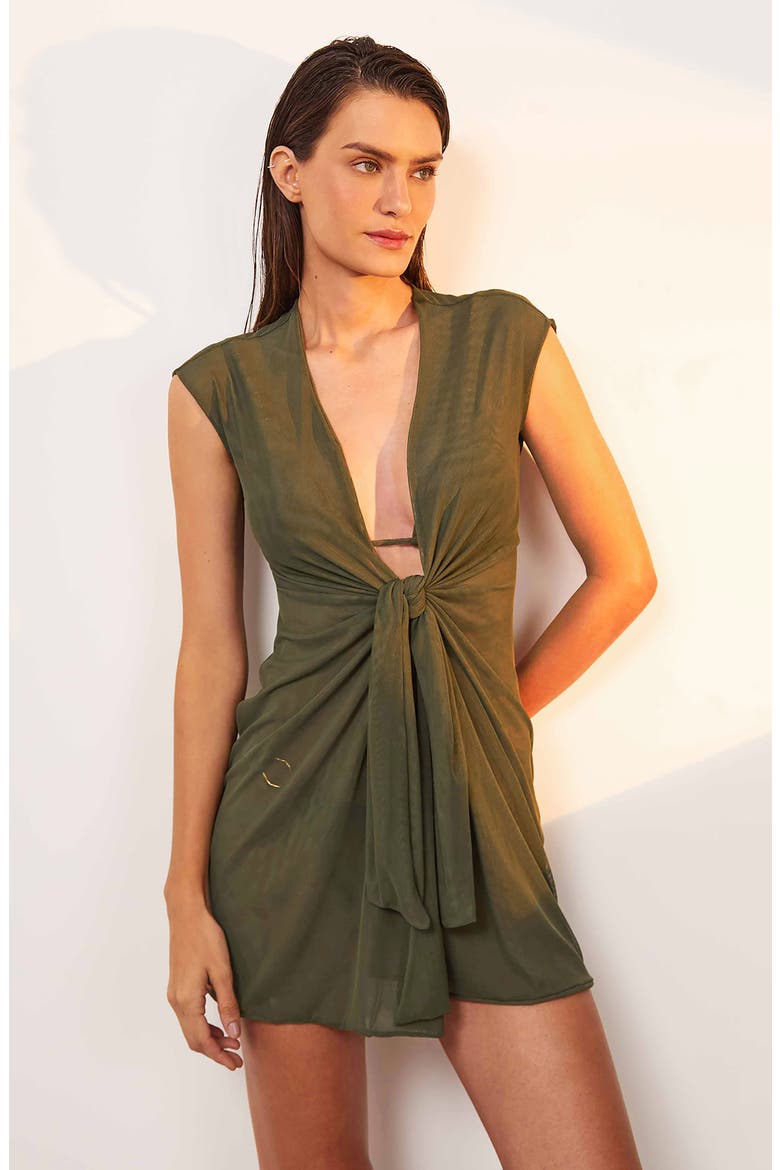 Sasha Knot Front Cover-Up Dress, Alternate, color, GREEN
