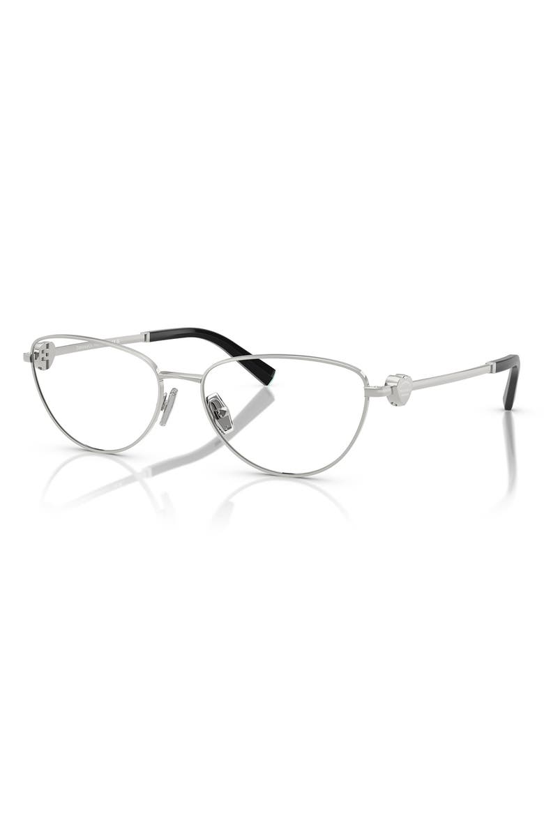 Tiffany & Co. 56mm Oval Optical Glasses, Alternate, color, Silver