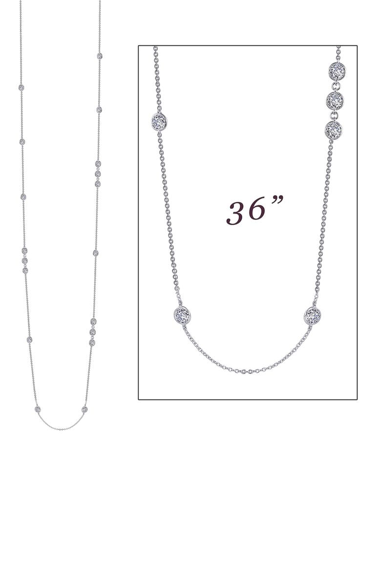 Long Simulated Diamond Station Necklace, Alternate, color, SILVER