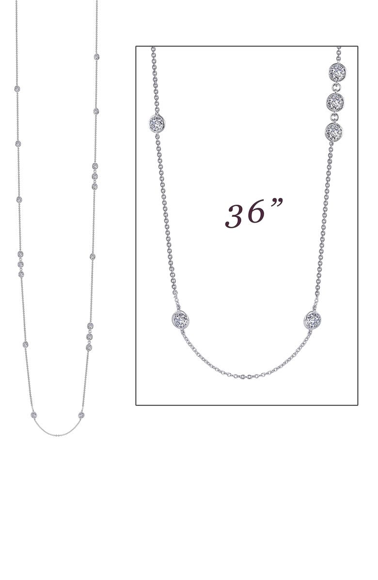 Lafonn Long Simulated Diamond Station Necklace, Alternate, color, Silver