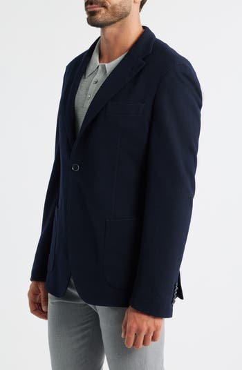 Heston Slim Fit Navy Textured Wool & Cotton Sport Coat