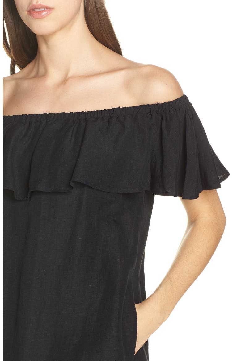 Off the Shoulder Cover-Up Dress, Alternate, color, BLACK