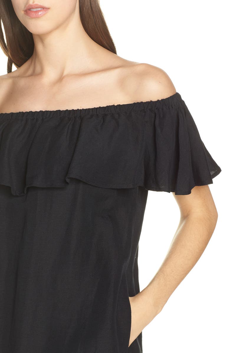 Tommy Bahama Off the Shoulder Cover-Up Dress, Alternate, color, 