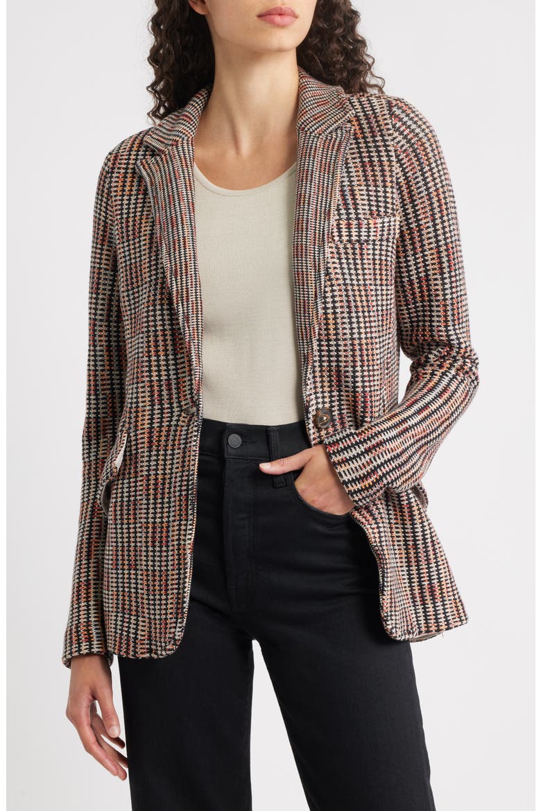 Plaid Femme Contour Knit Jacket, Main, color, PINK MULTI