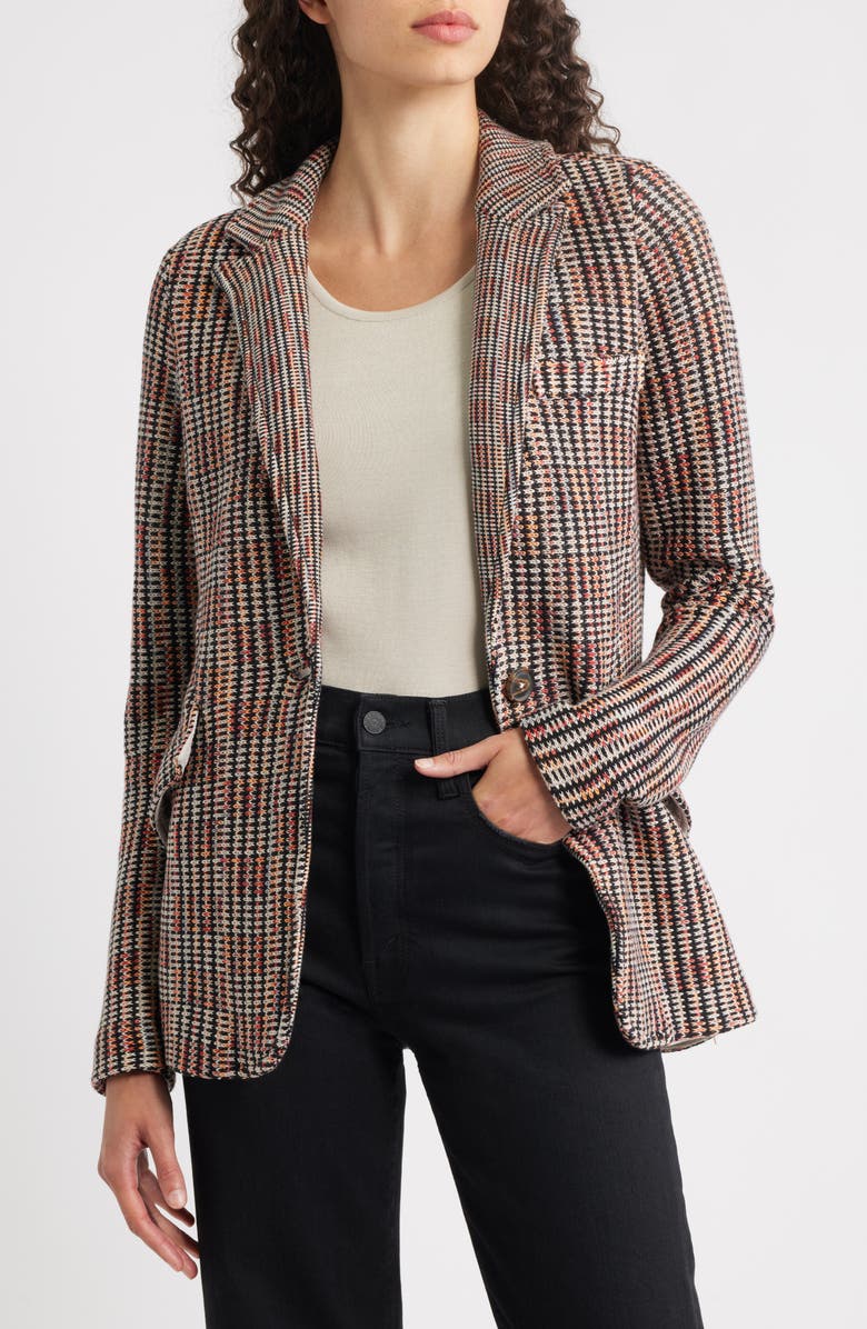 NIC+ZOE Plaid Femme Contour Knit Jacket, Main, color, Pink Multi