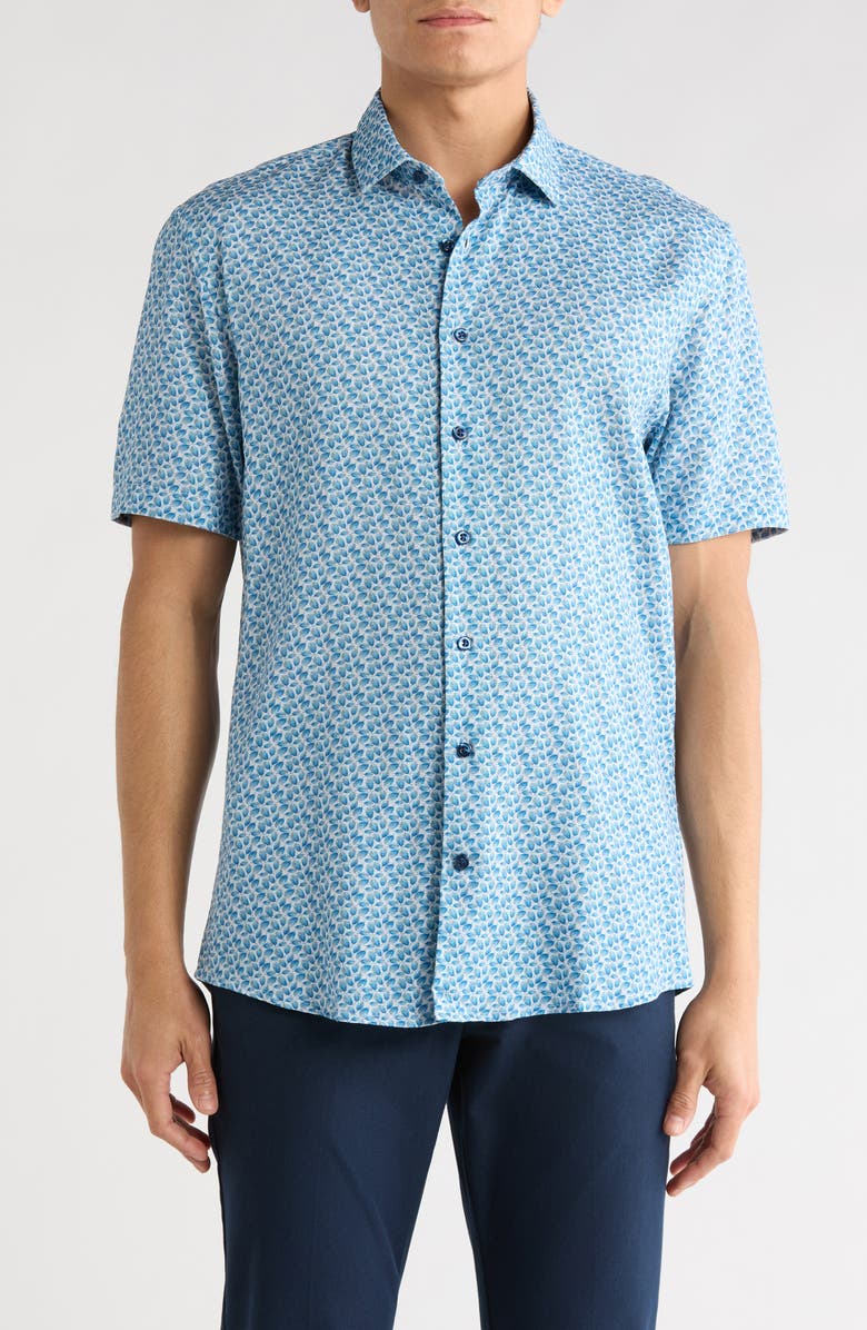 SOUL OF LONDON Short Sleeve Sport Shirt, Main, color, Blue / Bleu