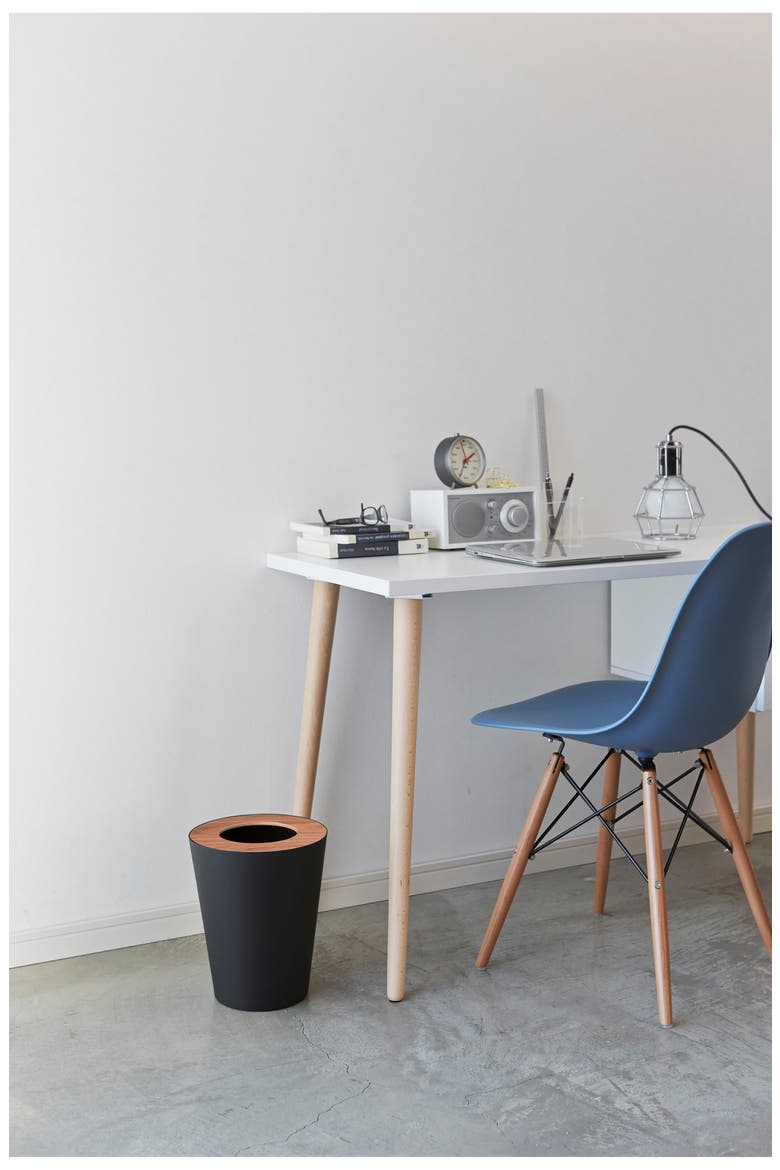 Round Trash Can, Alternate, color, WALNUT