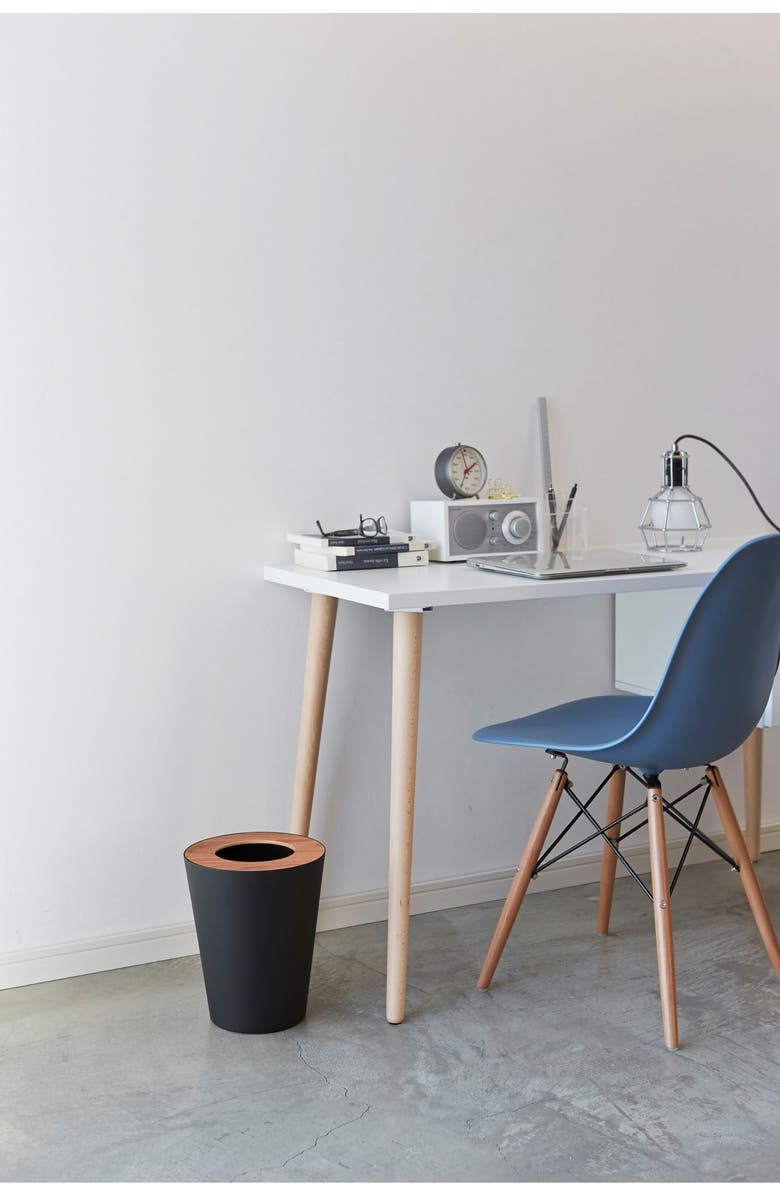 Yamazaki Round Trash Can, Alternate, color, Walnut