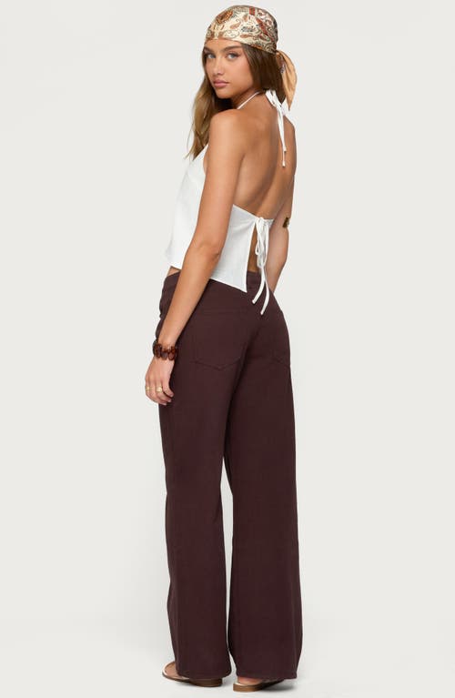 Edikted Roman Slouchy Low Rise Wide Leg Jeans In Brown