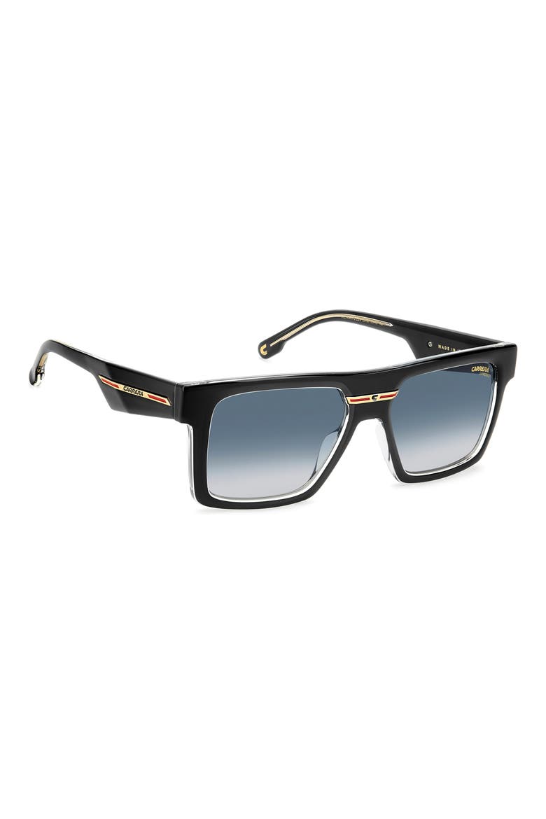Victory 55mm Gradient Rectangular Sunglasses, Alternate, color, BLACK CRYSTAL/ DK BLUE SF