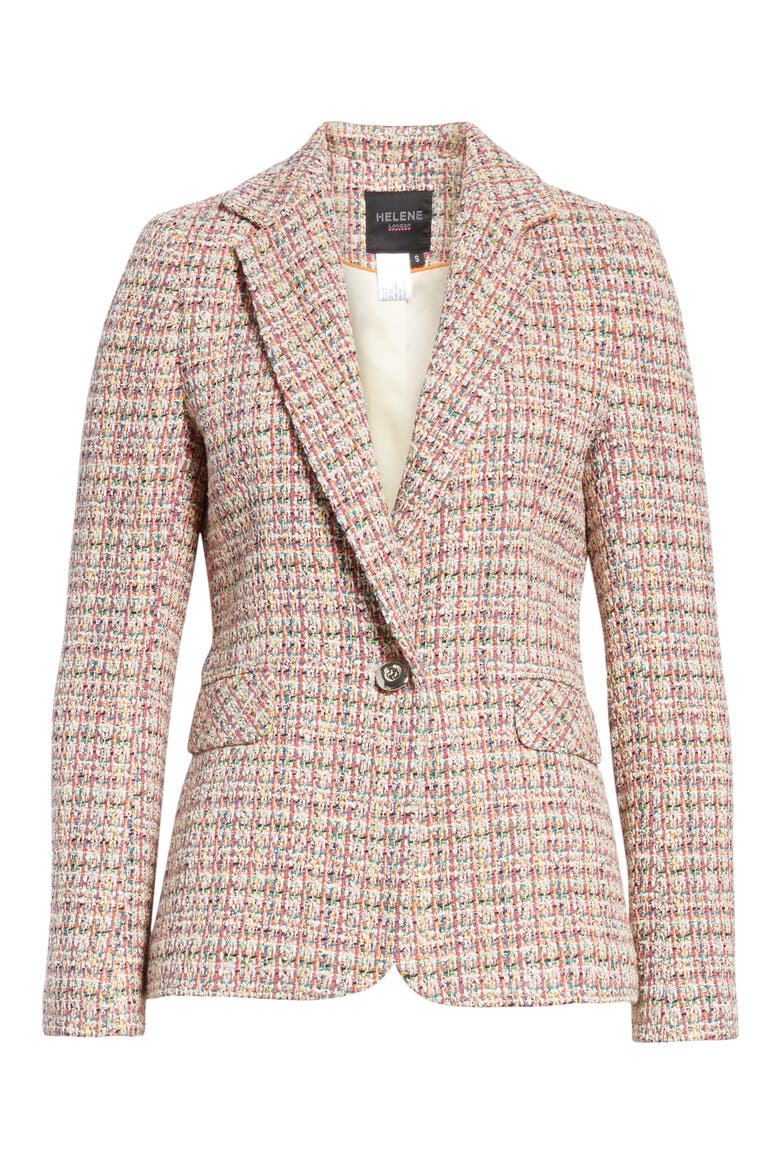 Colorful Tweed Blazer, Alternate, color, ORANGE