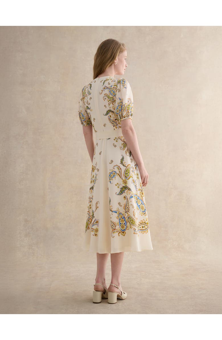 HOBBS LONDON Alma Silk Printed Midi Dress, Alternate, color, Cream Multi