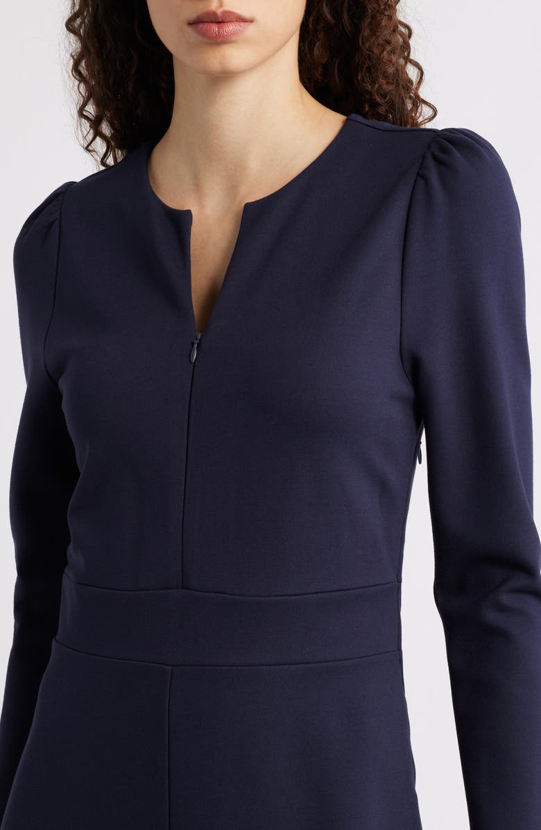 Caslon<sup>®</sup> Half-Zip Long Sleeve Ponte Midi Dress, Alternate, color, Navy Night