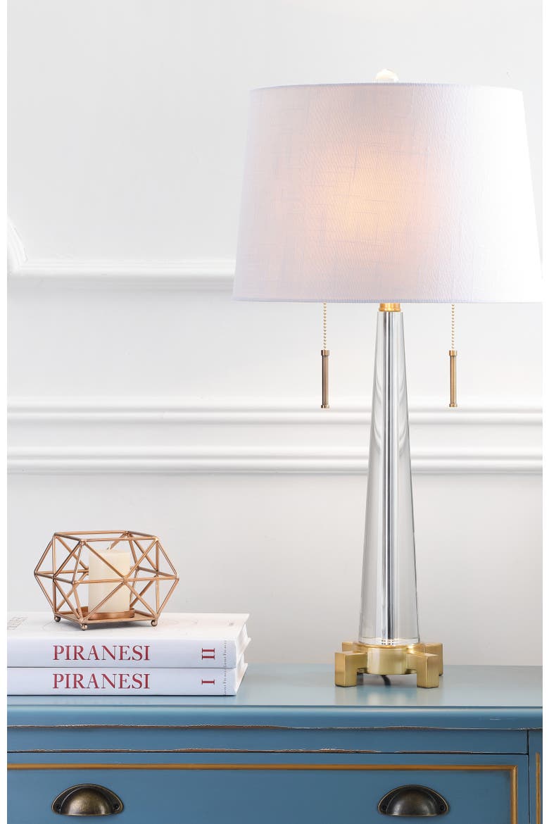 Zoe 29.5" 2-Light Crystal LED Table Lamp, Clear/Brass Gold, Alternate, color, Clear/Brass Gold
