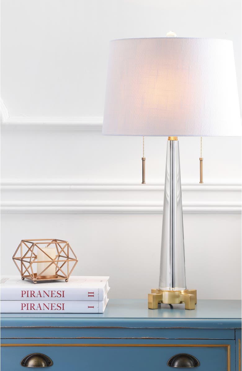 JONATHAN Y Zoe 29.5" 2-Light Crystal LED Table Lamp, Clear/Brass Gold, Alternate, color, Clear/Brass Gold