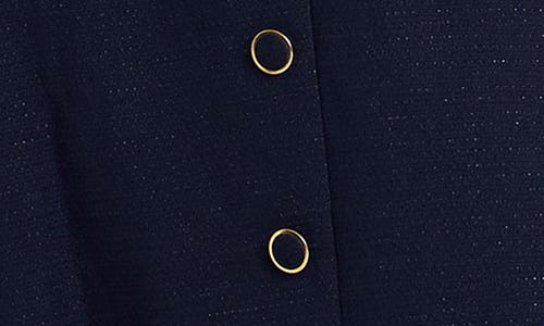 Tahari Asl Belted Metallic Bouclé Dress In Blue