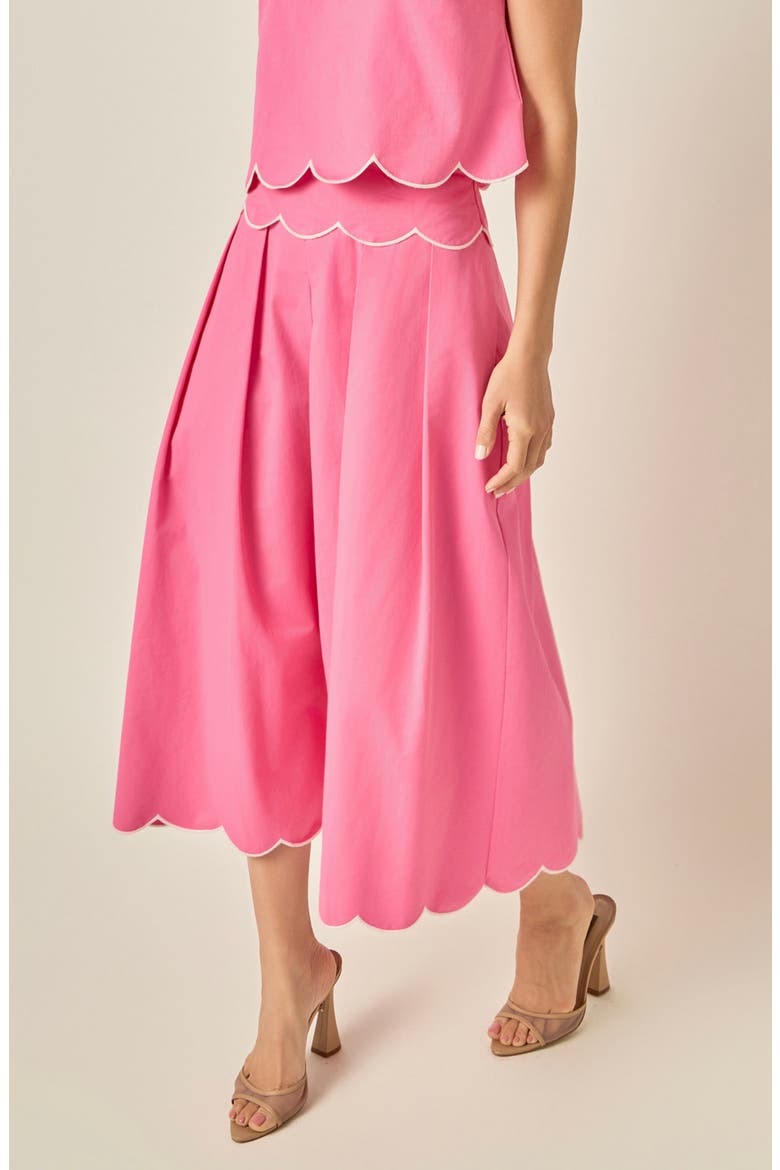 Scalloped Hem Midi Skirt, Alternate, color, ROSE PINK
