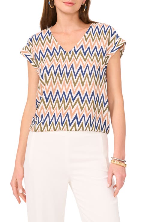 Zigzag Cap Sleeve Top