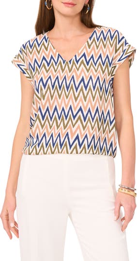 トップス Maple Vince Camuto Zigzag Cap Sleeve Top | Nordstromrack