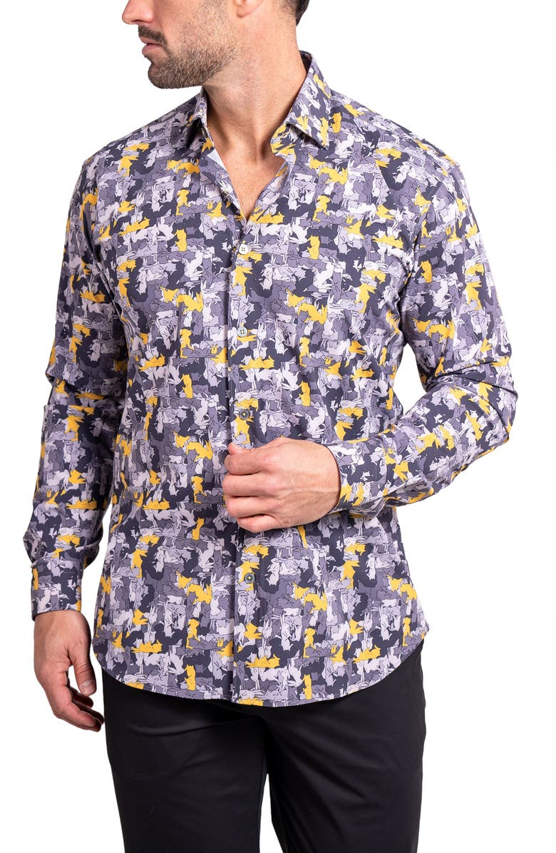 Maceoo Fibonacci Ascension Contemporary Fit Button-Up Shirt, Alternate, color, Grey